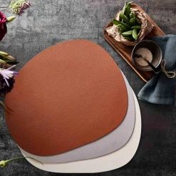 Raw placemat leer, Dusty rose buffalo