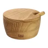 Raw zoutkom inclusief lepel en deksel, Teak