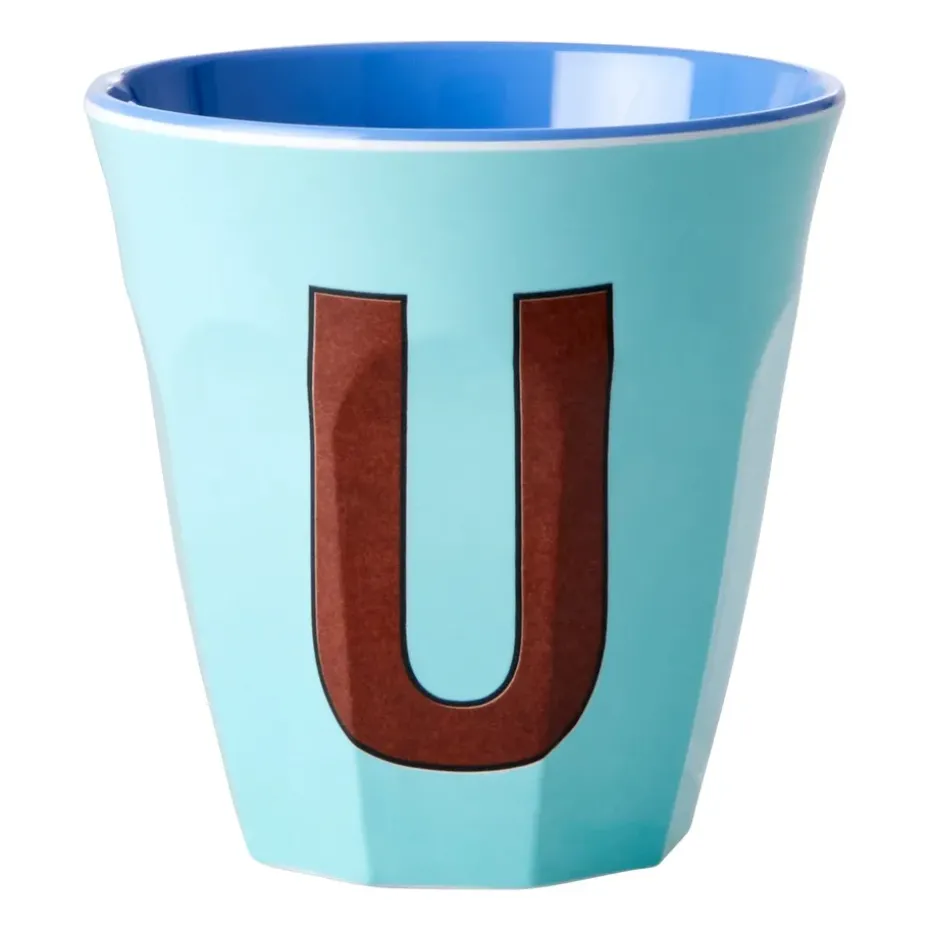 Rice melaminebeker medium letter U 30 cl, Mint