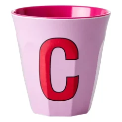 Rice melaminebeker medium letter C 30 cl, Pink