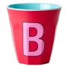 Rice melaminebeker medium letter B 30 cl, Red kiss