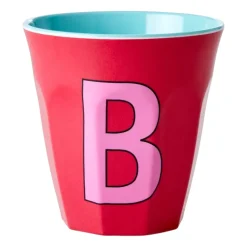 Rice melaminebeker medium letter B 30 cl, Red kiss