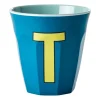 Rice melaminebeker medium letter T 30 cl, Emerald green