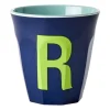 Rice melaminebeker medium letter R 30 cl, Dark blue