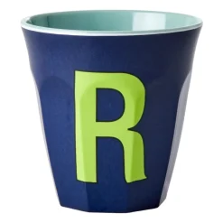 Rice melaminebeker medium letter R 30 cl, Dark blue