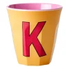 Rice melaminebeker medium letter K 30 cl, Apricot