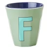 Rice melaminebeker medium letter F 30 cl, Khaki