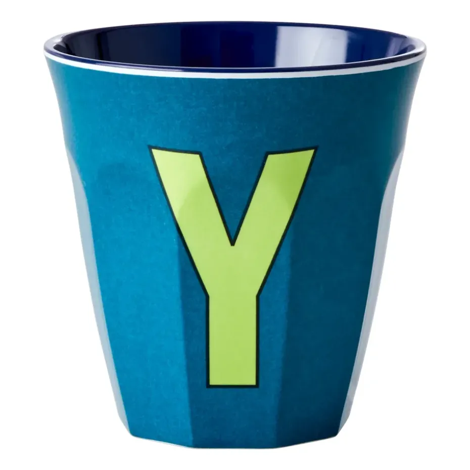 Rice melaminebeker medium letter Y 30 cl, Emerald green