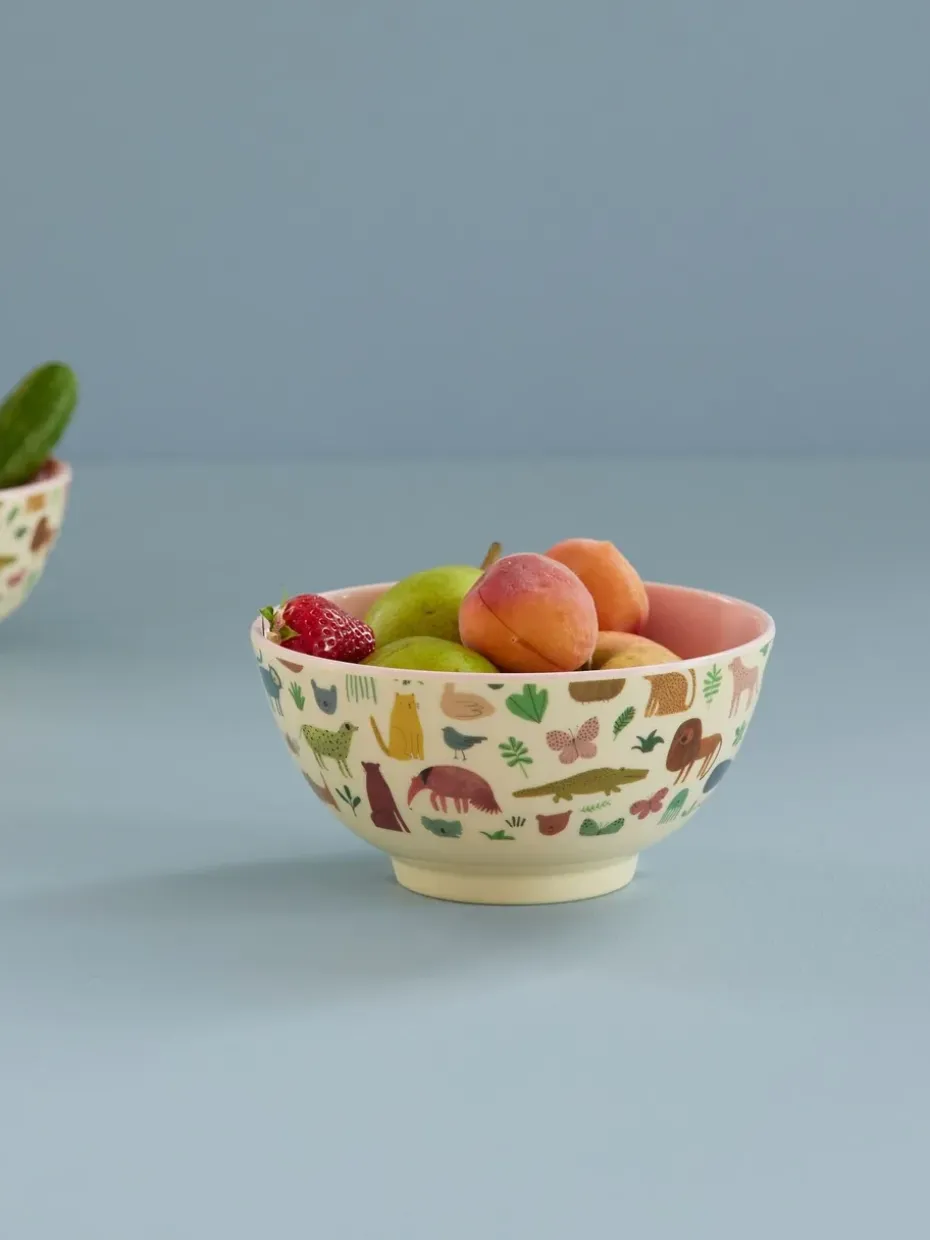 Rice melaminekom medium, Sweet Jungle Print-Soft Pink