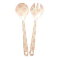 Rice saladebestek melamine 2-delig, Pink dots
