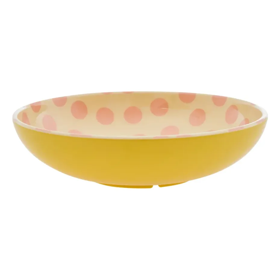 Rice saladeschaal melamine Ø29,9 cm, Pink dots-yellow