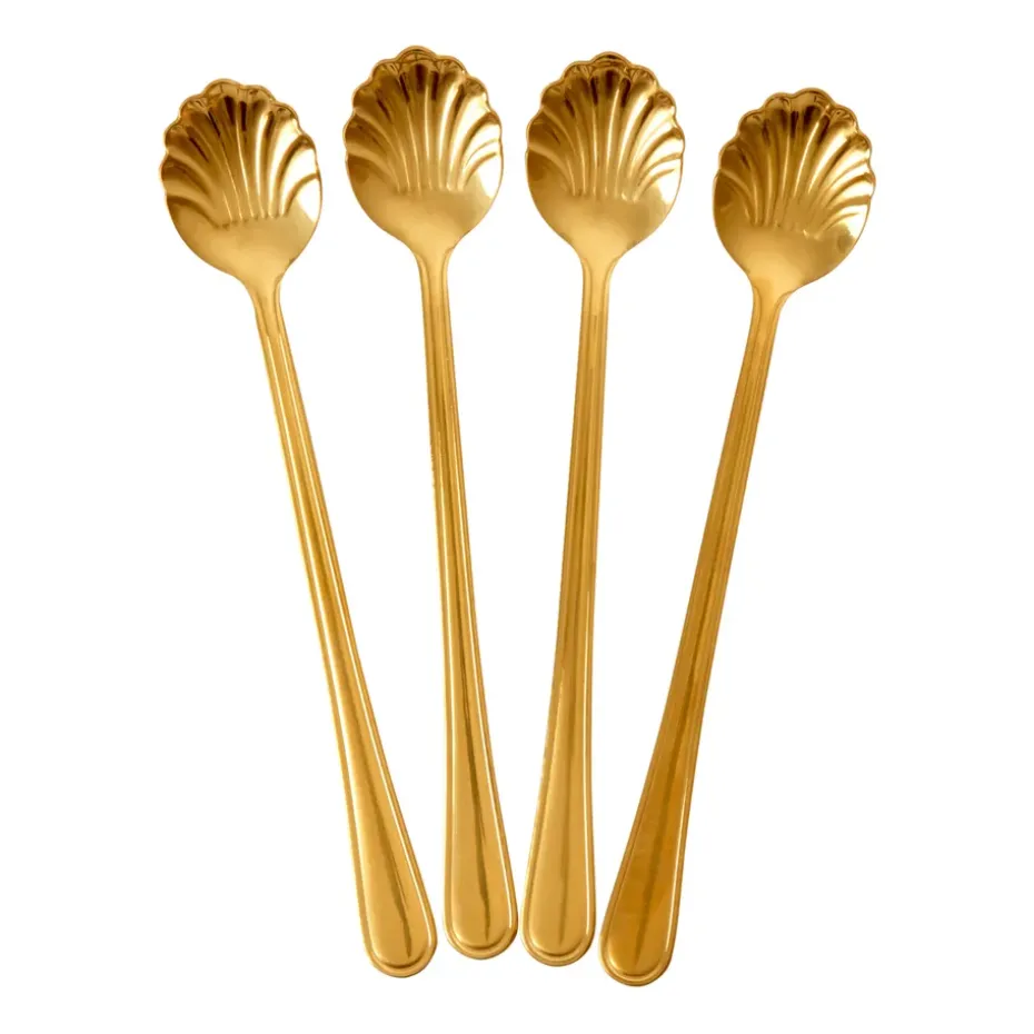 Rice Seashell lattelepel 19 cm 4-pack, Gold