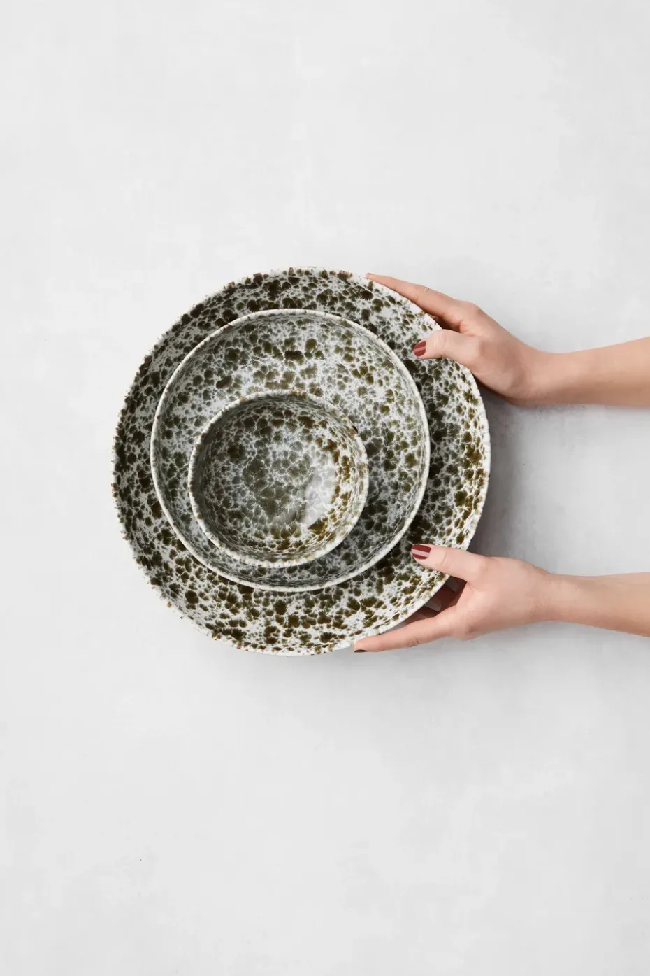 Rivoli saladeschaal medium Ø30 cm, Green splatter