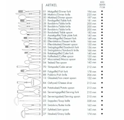 Rosenholm tafelvork zilver, 18,1 cm