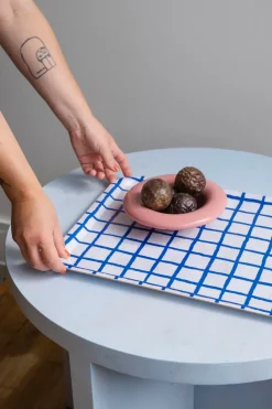 Rutig dienblad 33x43 cm, Blue