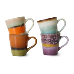 70's espresso mok 4-pack, Retro