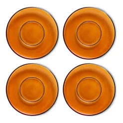 70's glassware koffieschotel Ø10,6 cm 4-pack, Amber brown
