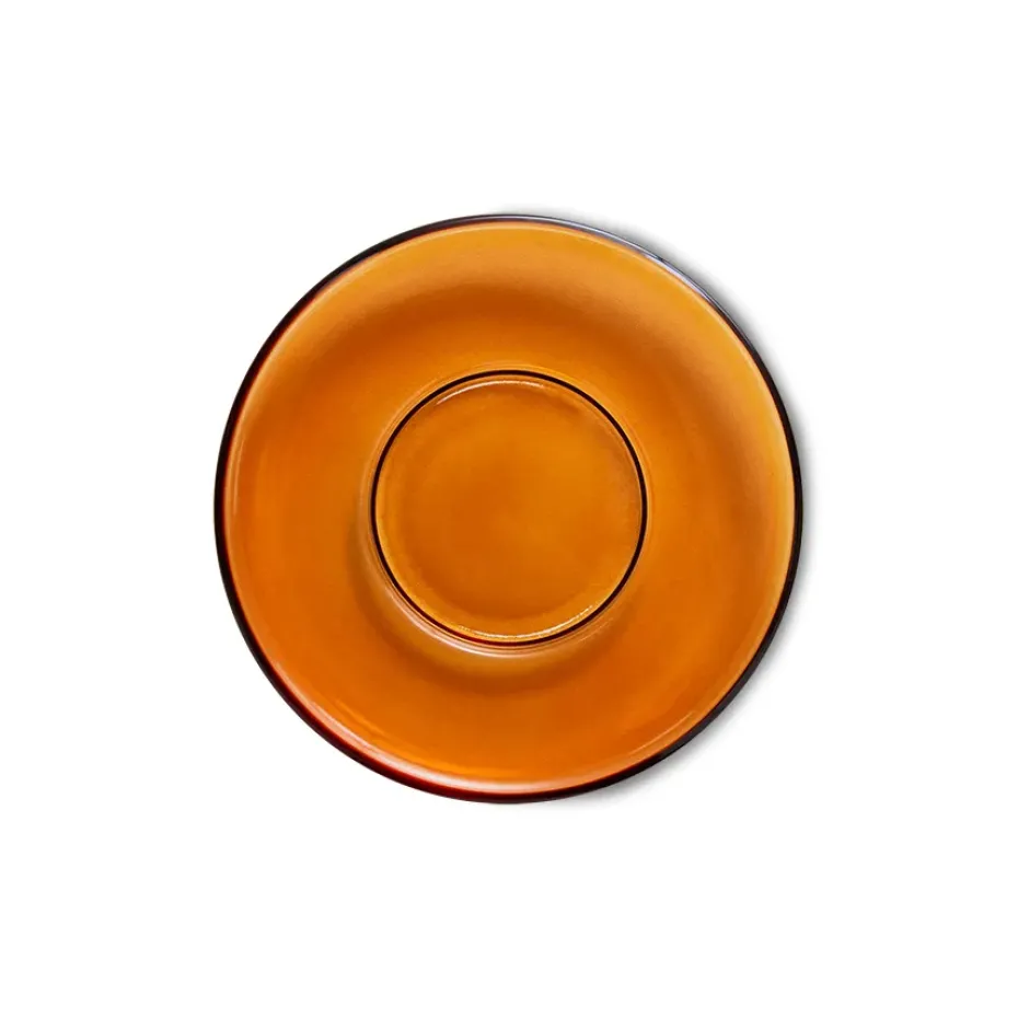 70's glassware koffieschotel Ø10,6 cm 4-pack, Amber brown