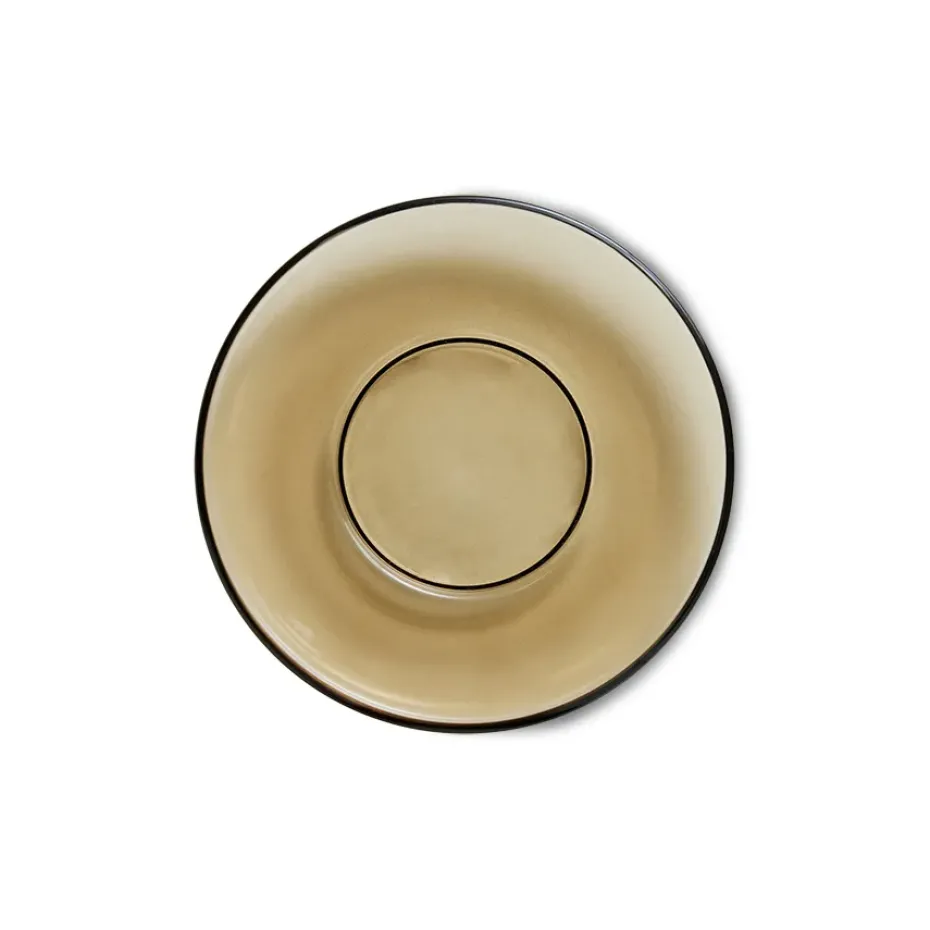 70's glassware koffieschotel Ø10,6 cm 4-pack, Mud brown