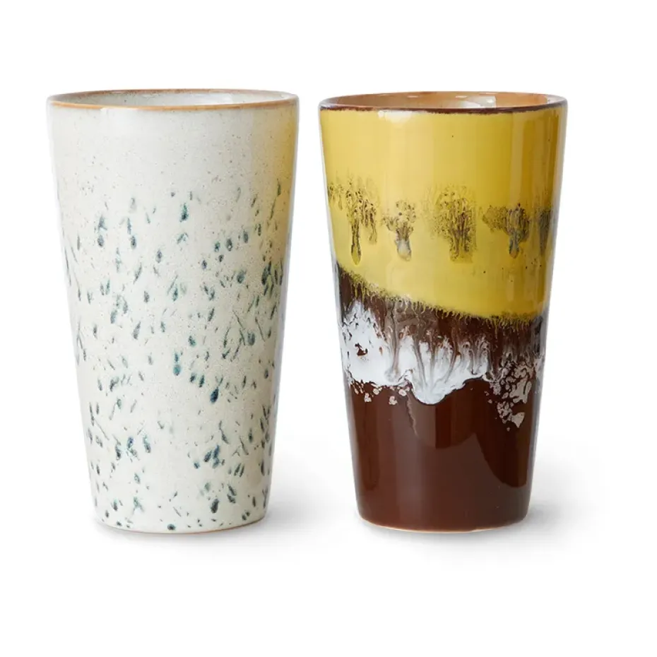 70's latte mok 28 cl 2-delig, Brine