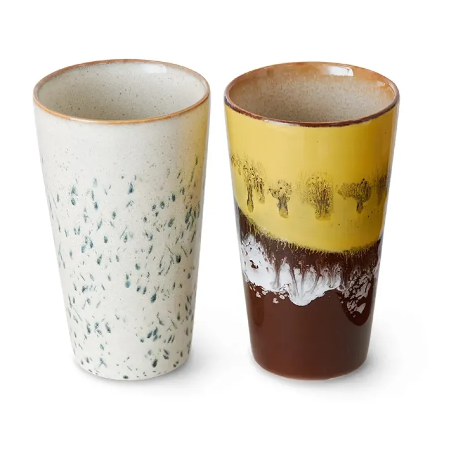 70's latte mok 28 cl 2-delig, Brine