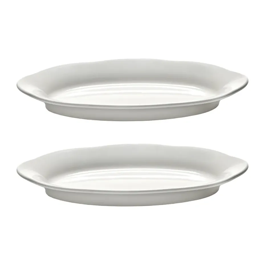 Silhouette oval diep bord S 10x18,5 cm 2-pack, White