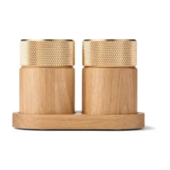 Sina zout- en pepermolen 6 cm, Eik-messing