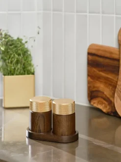 Sina zout- en pepermolen 6 cm, Donkere as-messing