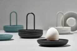 Singles eierdoppen 4-pack met houder, Black