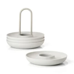 Singles eierdoppen 4-pack met houder, Warm Grey