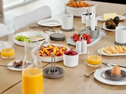 Singles glasonderzetter 6-pack met houder, Taupe