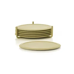 Singles glasonderzetter 6-pack met houder, Leek Green