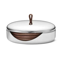 Sky glasonderzetters 4-pack, Bruin leer