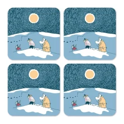 Snow Moonlight glasonderzetter winter 2021 4-pack, 9x9 cm
