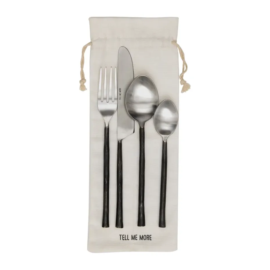 Staal bestekset 4-delig, Ongepolijst staal