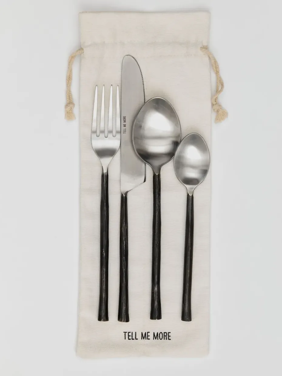 Staal bestekset 4-delig, Ongepolijst staal