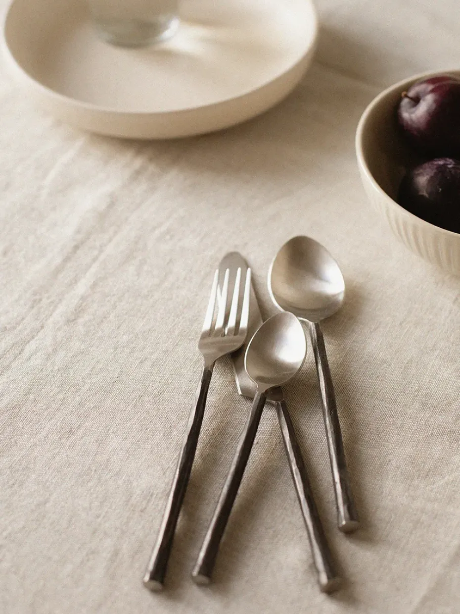 Staal bestekset 4-delig, Ongepolijst staal