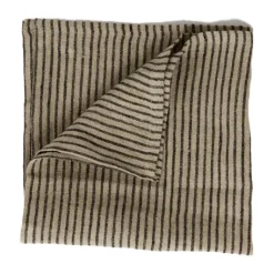 Stripe linnen servet 45x45 cm, Zwart zand