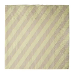 Stripe papieren servet 33x33 cm 20-pack, Yellow