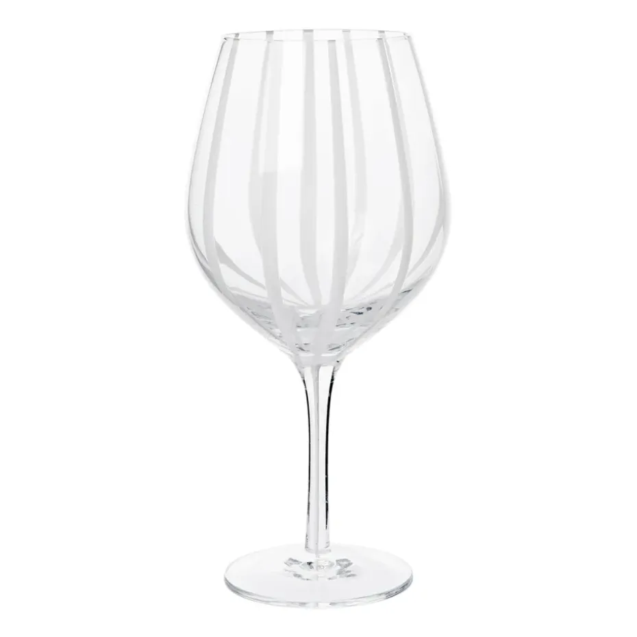 Stripe rodewijnglas 65 cl, Clear-white stripes
