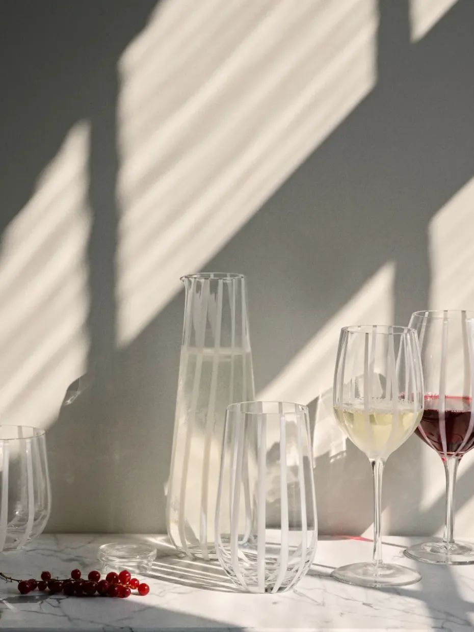 Stripe rodewijnglas 65 cl, Clear-white stripes