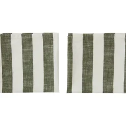 Striped servet 45x45 cm 2-pack, Olive