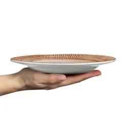 Stripes bord Ø21 cm, Cinnamon