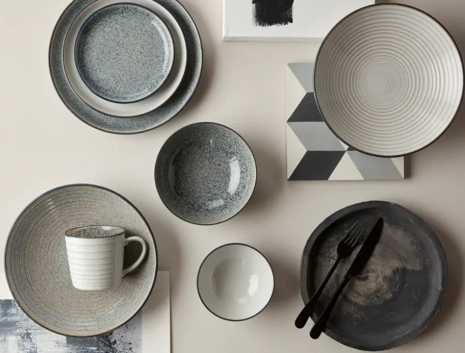 Studio Grey geribbelde kom 31 cm, Granite