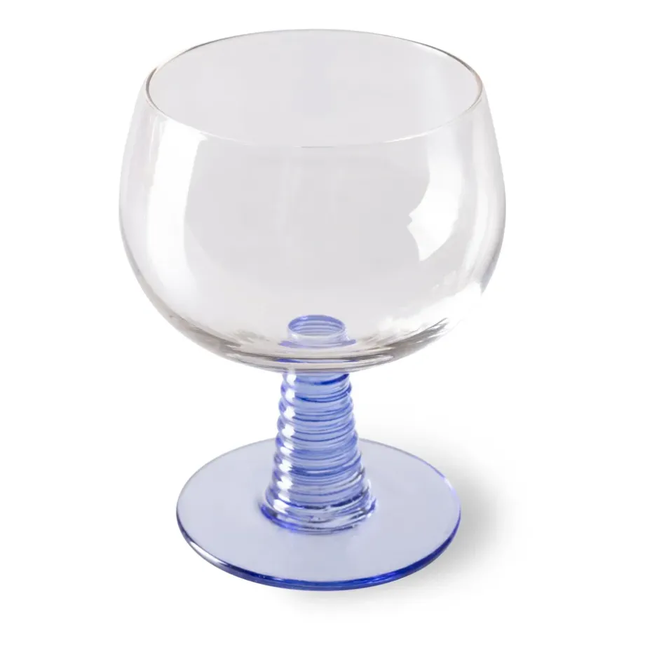Swirl wijnglas laag, Blue