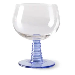 Swirl wijnglas laag, Blue