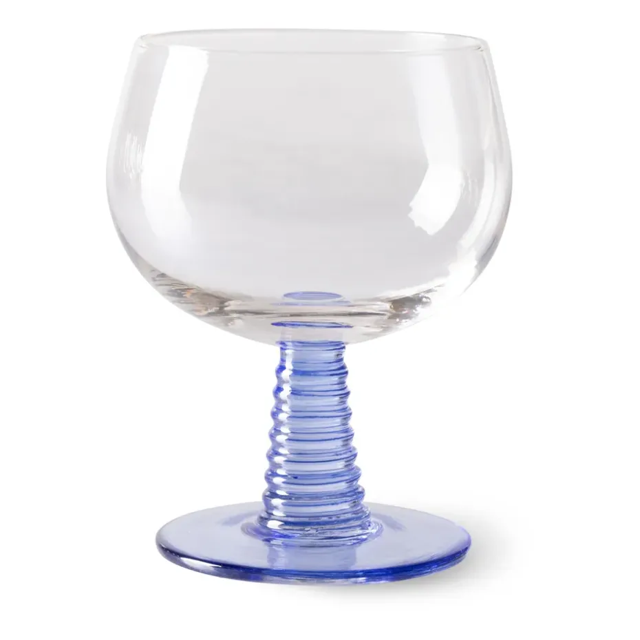 Swirl wijnglas laag, Blue