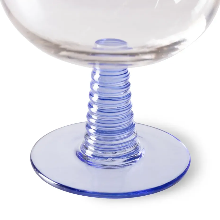 Swirl wijnglas laag, Blue