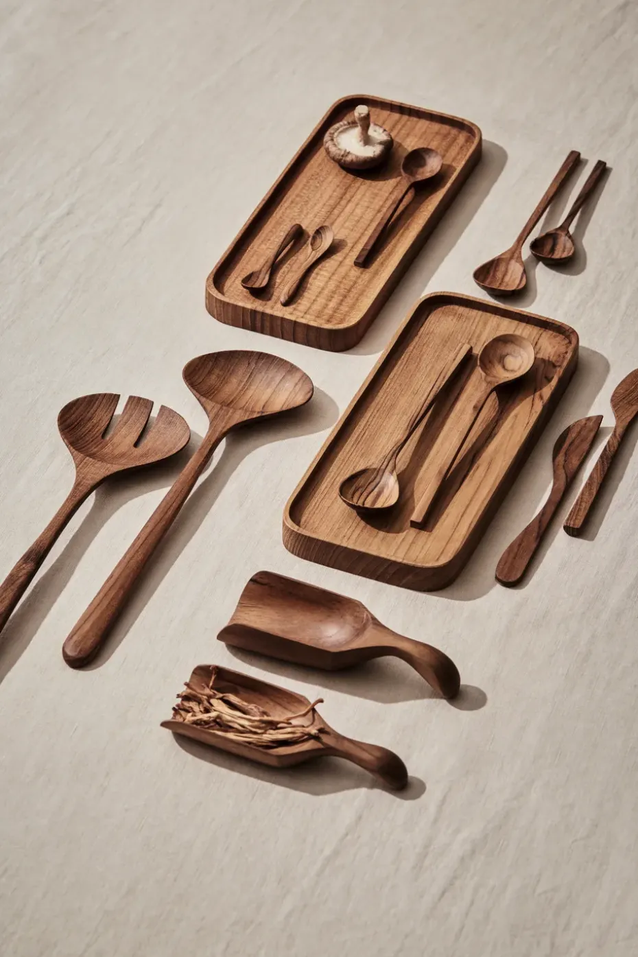 Teak saladebestek 2-delig, Bruin