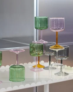 Tint wijnglas 25 cl 2-pack, Groen-roze